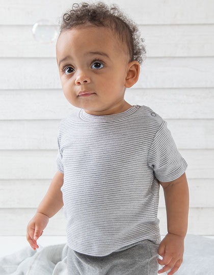 Baby Striped  T - Kinderbekleidung - Baby Shirts & Hosen - Babybugz White - Heather Grey Melange