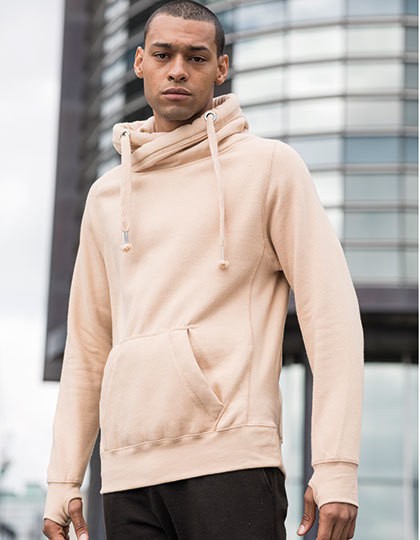 Cross Neck Hoodie - Sweat Shirts - Hooded Sweats - Just Hoods Heather Grey