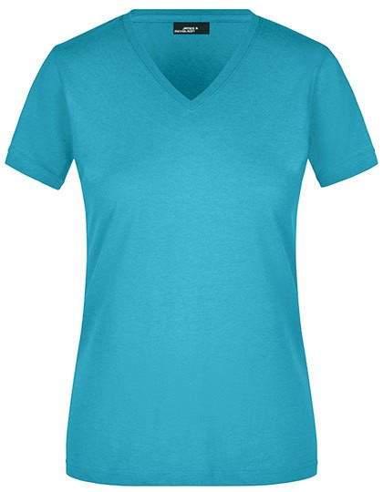 Ladies` Slim Fit V-T - Fashion T-Shirts - V-Neck - James+Nicholson Black