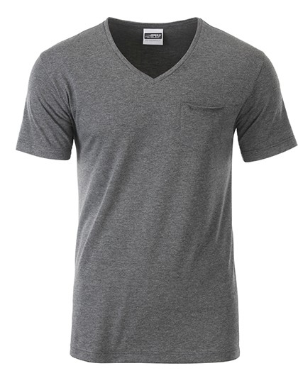 Men`s-T Pocket - Fashion T-Shirts - V-Neck - James+Nicholson Black