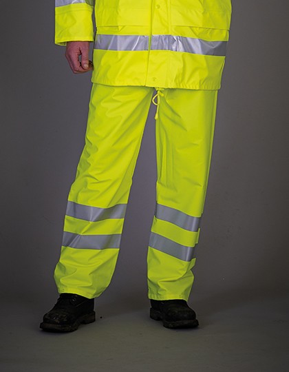 Hi-Vis Soft Flex Breathable Rain Trousers - YOKO Hi-Vis Yellow