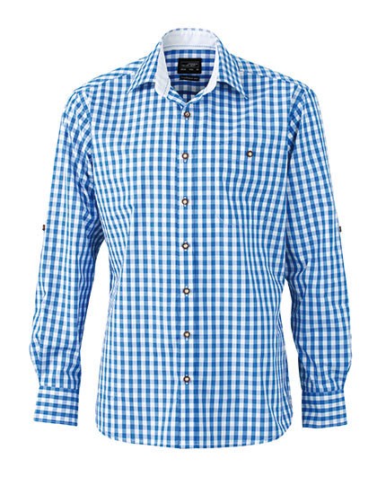 Men`s Traditional Shirt - Business - Hemden & Blusen (Freizeit) - James+Nicholson Green - White