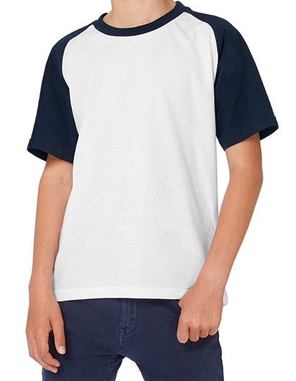 T-Shirt Base-Ball - Kids - Kinderbekleidung - Kinder T-Shirts - B&C White - Navy