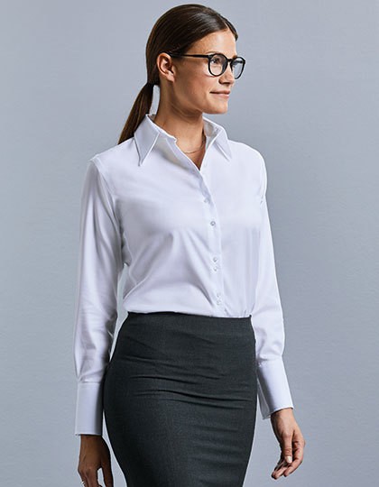 Ladies` Long Sleeve Tailored Ultimate Non-Iron Shirt - Business - Hemden & Blusen (Twill) - Russell Collection Black