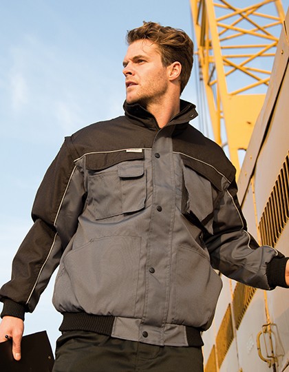 Zip Sleeve Heavy Duty Jacket - Workwear Concepts - Result Work-Guard - WORK-GUARD Grey - Black