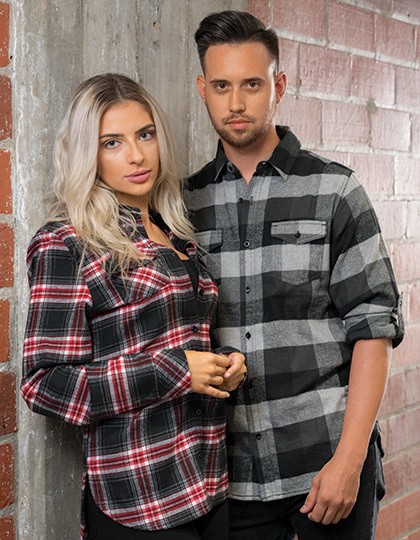 Women`s Woven Plaid Flannel Shirt - Business - Hemden & Blusen (Freizeit) - Burnside Black Check