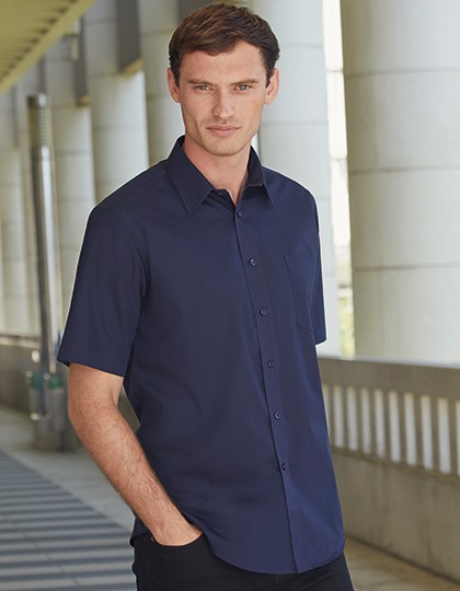 Men`s Short Sleeve Poplin Shirt - Business - Hemden & Blusen (Popeline) - Fruit of the Loom Black