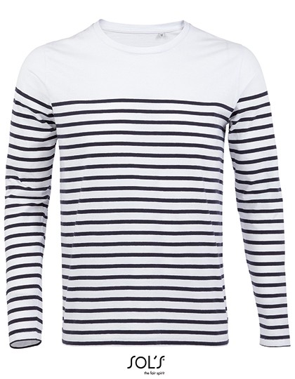 Men´s Long Sleeve Striped T-Shirt Matelot - SOL´S White - Navy