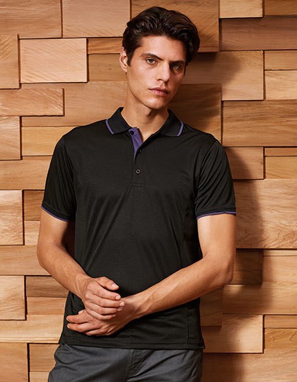 Men`s Contrast Coolchecker® Polo - Polo Shirts - Sport Polo-Shirts - Premier Workwear Black - Lime (ca. Pantone 382)