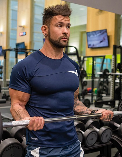 Men`s Dash Training Shirt - Activity Concepts - Spiro Breathe to Perform - SPIRO Aqua - Grey