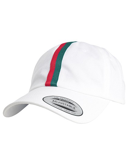Stripe Dad Hat - Caps - 6-Panel-Caps - FLEXFIT White - Fire Red - Green