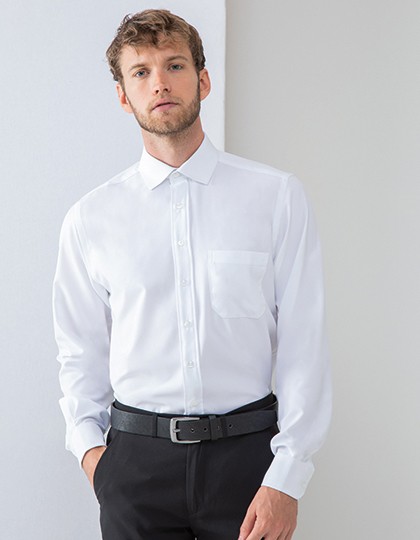 Men`s Wicking Long Sleeve Shirt - Business - Hemden & Blusen (Diverse) - Henbury Black