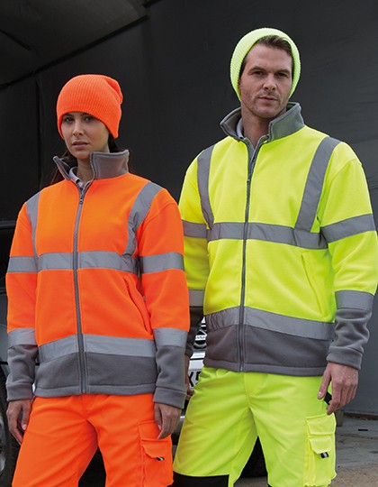 Safety Microfleece Jacket - Sicherheitsbekleidung - Sicherheitsjacken & -Hosen - Safe-Guard Fluorescent Orange - Workguard Grey