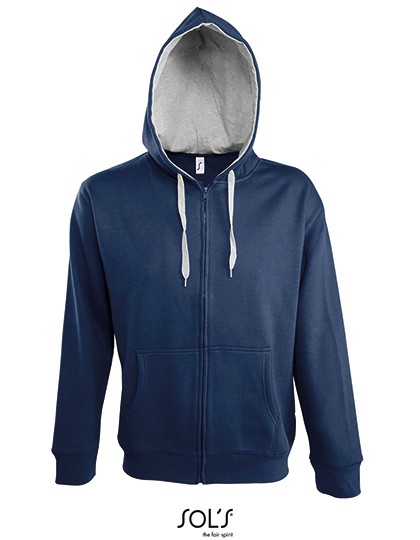 Contrasted Zipped Hooded Jacket Soul Men - Sweat Shirts - Hooded Jackets - SOL´S Black - Grey Melange