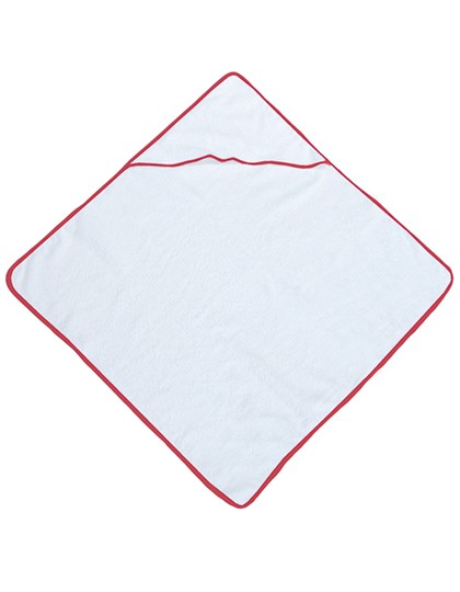 Piped Border Baby Towel With Hood Terry - Bear Dream White