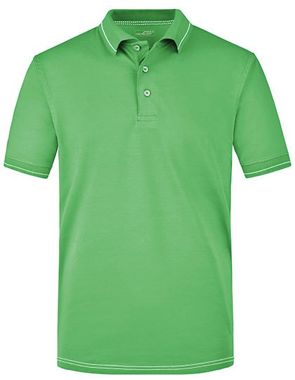 Men`s Elastic Polo - Polo Shirts - Mischgewebe - James+Nicholson Aqua - White