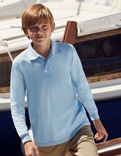 Kids Long Sleeve 65-35 Polo - Kinderbekleidung - Kinder Polo Shirts - Fruit of the Loom Deep Navy
