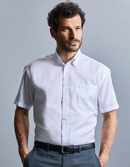 Men`s Short Sleeve Classic Ultimate Non-Iron Shirt - Business - Hemden & Blusen (Twill) - Russell Collection Black