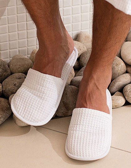 Waffle Mule Slippers - Frottierwaren - Accessoires - Towel City White