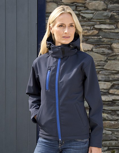 Ladies` TX Performance Hooded Soft Shell Jacket - Jacken - Jacken (Softshell Hooded) - Result Core Black - Grey