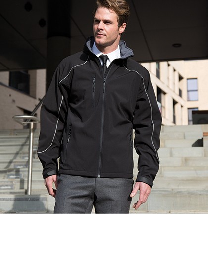 Hooded Soft Shell Jacket - Workwear Concepts - Result Work-Guard - WORK-GUARD Black - Black