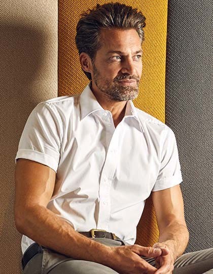 Men`s Poplin Shirt Short Sleeve - Business - Hemden & Blusen (Popeline) - Promodoro Black