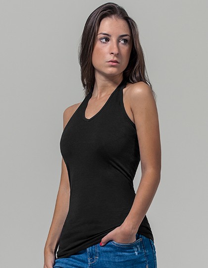 Ladies` Neckholder Shirt - Fashion T-Shirts - Ärmellos - Build Your Brand Black