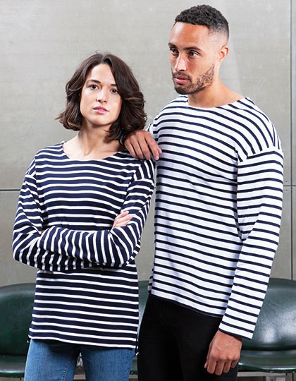 Unisex One Breton Top - Mantis Navy - White