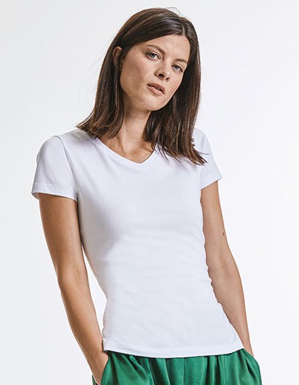 Ladies´ Pure Organic V-Neck Tee - Russell Pure Organic White