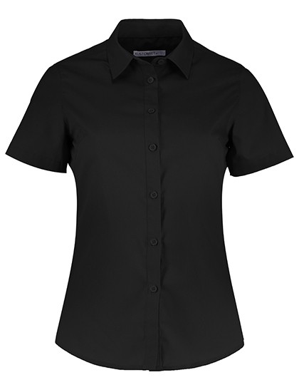 Women`s Tailored Fit Poplin Shirt Short Sleeve - Kustom Kit White