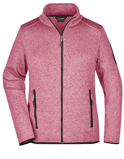 Ladies` Knitted Fleece Jacket - Fleece - Fleece Jacken - James+Nicholson Dark Grey Melange - Silver (Solid)