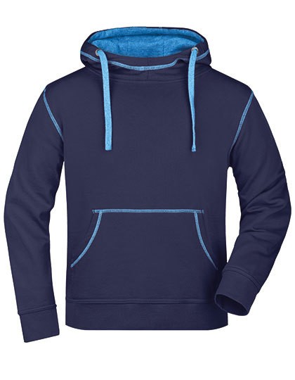 Men`s Lifestyle Hoody - Sweat Shirts - Hooded Sweats - James+Nicholson Black - Grey Heather