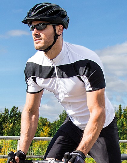 Men`s Bikewear Full Zip Performance Top - Activity Concepts - Spiro Breathe to Perform - SPIRO Aqua - Black