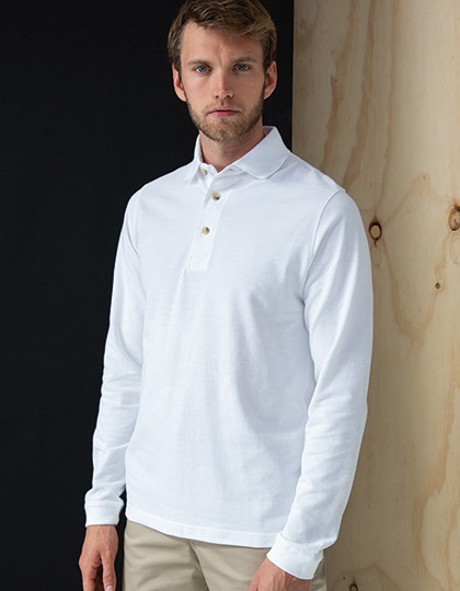 Long Sleeved Cotton Piqué Polo Shirt - Polo Shirts - Langarm - Henbury Black