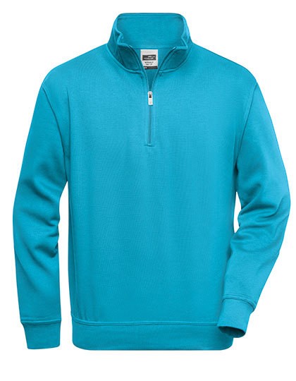 Workwear Half Zip Sweat - Sweat Shirts - Half Zip Sweats - James+Nicholson Aqua