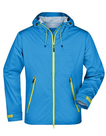 Men`s Outdoor Jacket - Jacken - Jacken (Softshell Hooded) - James+Nicholson Aqua - Acid Yellow