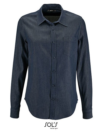 Women`s Denim Shirt Barry - Business - Hemden & Blusen (Freizeit) - SOL´S Denim Brut