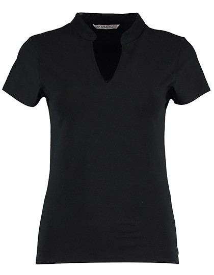 Regular Fit Corporate Top V Neck Mandarin Collar - Fashion T-Shirts - V-Neck - Kustom Kit Black