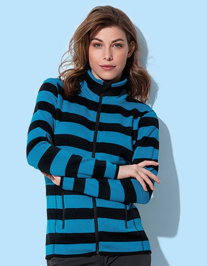 Striped Fleece Jacket Women - Stedman® Brilliant Blue