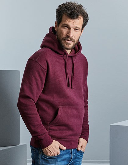 Men`s Authentic Melange Hooded Sweat - Russell Carbon Melange