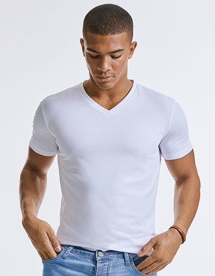 Men´s Pure Organic V-Neck Tee - Russell Pure Organic White