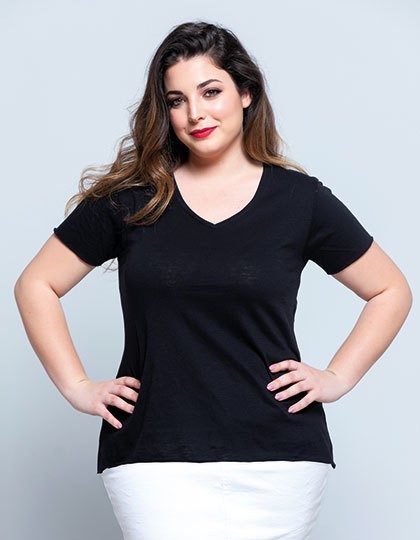 Curves Slub T-Shirt Lady - Fashion T-Shirts - Rundhals - JHK Black