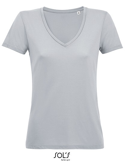 Women´s Flowy V-Neck T-Shirt Motion - SOL´S White